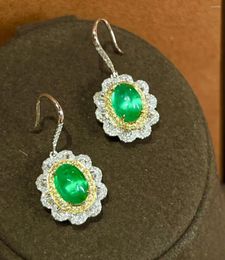 Stud Earrings LR Emerald Fine Jewellery 18K Gold Green 5.21ct Female Drop For Women