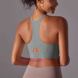 Moda LL-Tops Sexy Mulheres Sexías de Yoga Esporte Roupa De novo Scarless Nude Solid Color Racerback Buckle Sports Bra Running Fitness Top Top