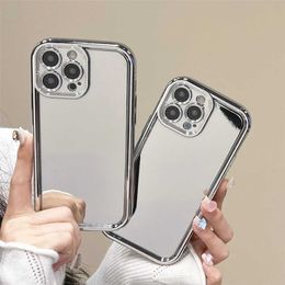 Cell Phone Cases Luxury Plating Silver Mirror Phone Case for phone 15 Pro Max 14 13 11 12 Pro Max Glossy Shockproof Bumper Soft Silicone Cover