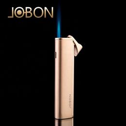 JOBON Fashion Metal Windproof Gas Unfilled Butane Refillable Cigarette Lighter Jet Flame With Gift Box For Men Smoking Accessories