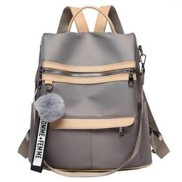 School Bags Book Storage Fashion Women Backpack Large Capacity With Hair Ball Pendant Shoulder Bag Multi Pockets Double Zipper Mobile Phone