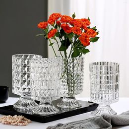 Vases Crystal Glass High-Foot Hydroponic Flower Vase Unique Office Multi-Function Home Living Room Ornaments Clear