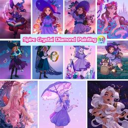 Stitch Crystal Drills Diamond Painting Manga Girl Magic Witch Art Cross Stitch Mosaic Fox Butterfly Flowers Handicraft Home Decor Gift