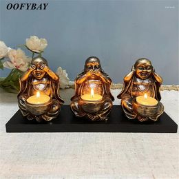 Candle Holders Resin Retro Dining Table Candlestick Zen Buddha Statues Wedding Office Desktop Ornaments Home Decoration Crafts