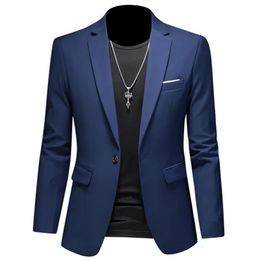 Plus Size 6XLM Fashion Mens Solid Colour Suit Jacket High Quality Business Slim Fit Casual Blazers Formal Social Wedding Tuxedo 240430