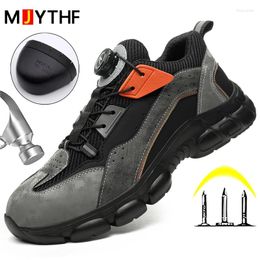 Boots Rotating Buttons Men Breathable Work Sneakers Safety Shoes Puncture-Proof Indestructible Non-slip Security