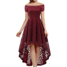 Casual Dresses Lace Dress Elegant Evening With Floral Embroidery Off-shoulder Design A-line Silhouette For Prom Special Occasions