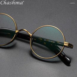 Sunglasses Frames Japanese Pure Titanium Eyeglasses Frame Men Women Retro Plate Small Face Round Wide Rimmed High Myopia