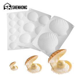 Moulds SHENHONG Marine Theme Shell Pearl Design Cake Silicone Moulds Kitchen Supplies Cake Decorating Tools Food Grade Baking Mould