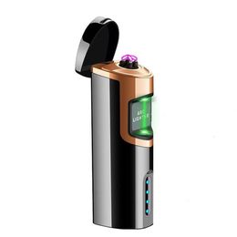 Customized USB Charging Laser Induction Windproof Electric Quantity Display Double Arc Electronic Lighter