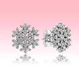 Real 925 Sterling Silver Stud Earring Beautiful l Women Girls Jewelry with Original box for P snowflake Wedding Earrings7967169