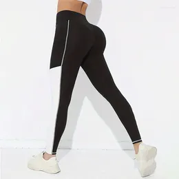 Active Pants Mesh Colorblocked High Waist Yoga With Pockets Leggings For Women Tummy Control Workout