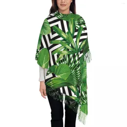 Scarves Warm Soft Scarf Winter Palm Leaves Shawls Wrpas Black And White Geometry Graphic Bufanda Mujer Women Casual Wraps