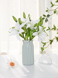 Decorative Flowers 3D Lily Bouquet Artificial Silk Wedding Decoration Outdoor Display For Home Decor Gifts To Elders