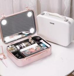 New makeup Case with light portable large capacity makeup artist Makeup Bag with mirror beauty portable travel