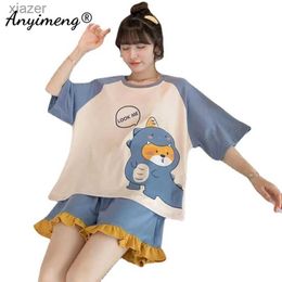 Women's Sleepwear Kawaii cartoon dinosaur Pyjama set for womens summer M-5XL womens shorts fashion casual wear womens cute Pyjamas womens Pyjamas WX