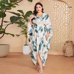 Ethnic Clothing Plus-size Printing Muslim Maxi Dresses For Women Dubai Abayas Party Evening Dress Elegance Arab Loose Caftan