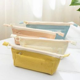Fashion Corduroy Pencil Bag Large Capacity Stationery Pouch Student Kid Pen Case Zipper Office School Supplies Gift