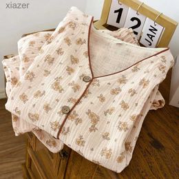 Kobietowa odzież sutowa jesień i zimowe damskie piżamy z długimi rękawami spodnie domowe odzież bawełna bawełniana damska piżama wx WX