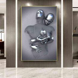 Nordic Couples Metal Figure Statue Wall Art Modern Painting Poster Lover Sculpture Printmaking Used for Corridor Room Home Decor H9619591