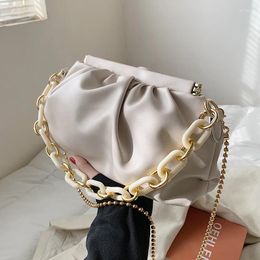 Shoulder Bags Folds Design Small Simple PU Leather Crossbody Bag For Women 2024 Summer Chain Handbags And Purses Travel Clutch