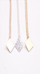 Trendy style square pendant necklace Classic Brushed Surface Design Geometric figure necklaces Gold Silver Rose Three Colour Option2690130