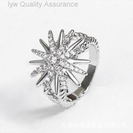 Designer Ring for Woman David Yurma Ring Luxury Moissanite Screw Ring Davids Classic Flower Electroplated Full Imitation Diamond Star Light Luxury Style Accessory