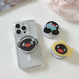 Cell Phone Mounts Holders Korean Cute Cartoon penguin Magnetic Holder Grip Tok Griptok Phone Stand Holder Support For iPhone For Pad Magsafe Smart Tok