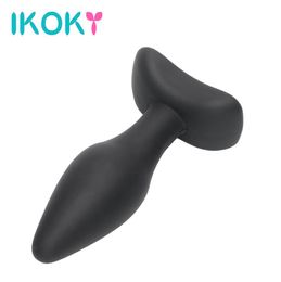 IKOKY Butt Plug for Beginner Anal Plug Prostate Massager Silicone Black Erotic Toys Anal Sex Toys for Men Women Adult Products q176631193