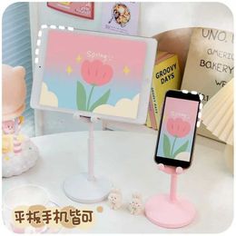 Cell Phone Mounts Holders Pink Phone Holder Desktop Cell Phone Stand For iPhone 13 14 Smartphone Adjustable Lovely Rabbit Cartoon Table Support