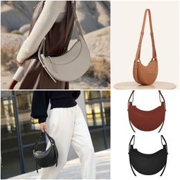 Luxurys polena half moon Shoulder bags Womens Cross Body Designer bags Underarm Clutch tote handbag Leather Hobo fashion Bag cattlehide cowboy brown white black