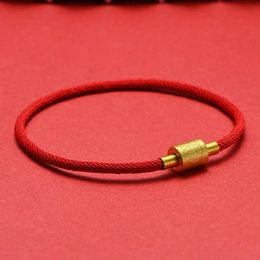 2024 Dragon Zodiac Red Rope Bracelet Fashion Brand Birth Year Hand Woven Men And Women Couple Plated Real 24K Gold Lucky Bea 240507