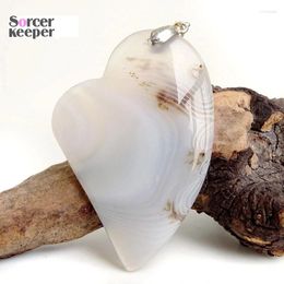 Pendant Necklaces SorcerKeeper Natural Slice Agate Charm Pendants Wholesale Lace Onyx Gem Stone Crystal Necklace For Jewelry Making CS766