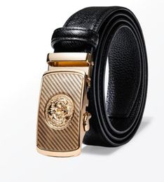 Belts Gold Lion Fahsion Belt Men Top Quality Genuine Luxury Leather For Black Strap Male Metal Automatic Buckle BarryWang7179935