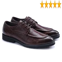 Casual Shoes Korean Retro Pointed Toe Mens Genuine Leather Lace Up Business Man Footwear High Quality Block Heel Oxford Zapatos