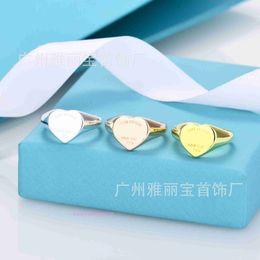 Women Band Tiifeany Ring Jewellery New Smooth Heart Female Plating 18K True Gold CNC Steel Seal Letter ins Simple Love