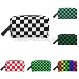 Cosmetic Bags Black And White Chequered Makeup Bag Zipper Travel Toiletry Organiser Pouch For Women