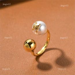 Simple EEFS Gold Bead Designer Open Designer Ring for Women Brand Ball Pearl Chinese Finger Moissanite Engagement Wedding Love Rings Anill S