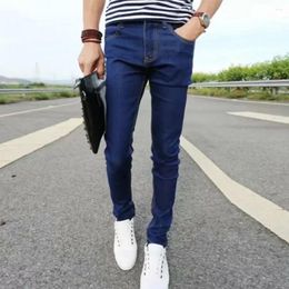 Men's Jeans Trendy Long Trousers Ankle Length Multi Pockets 3D Cutting Men Slim Fit Denim Versatile
