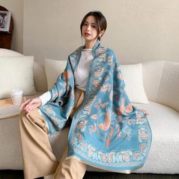 Scarves Autumn Winter Foulard Flower Print Bufandas 190 65Cm Big Size Shawl Women Scarf Luxury Cashmere Warm Blanket Wraps