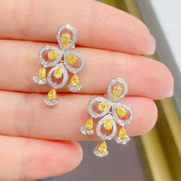 Stud Earrings KLN2024 Diamonds 1.145ct Solid 18K White Gold Nature Yellow Female Studs For Women Fine