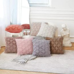Pillow 3D Rhombus Plush Cover Geometric Decorative Throw Case Soft Cozy Bed Sofa For Nordic Home Fall Decor