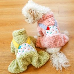 Dog Apparel Pet Clothes Winter Warm Plus Velvet Jumpsuit Cat Jacket Costume Cake Patten Junpsuit