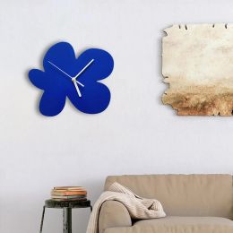 Clocks Nordic Wall Clock Silent Clock Battery Operated Decorative Kids Table Children Living Room Ornaments Blue Flowers