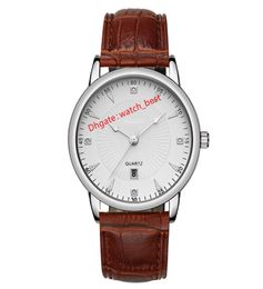 New Cheap Quartz Watches Fashion Life Waterproof Calendar Mens Watches Leather Strap Wristwatches Luxury Business Men Watch Wholes7820088