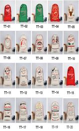 30 Styles Cartoon Large Organic Santa Claus Snowman Christmas deer Sack Drawstring Canvas Christmas Gift Bag for kids3981180