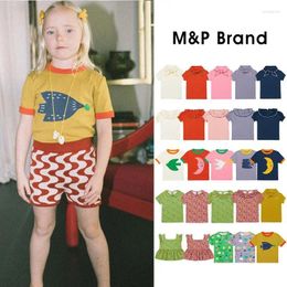 Clothing Sets 24MP Spring Summer Children's Bow Short-sleeved T-shirts For Boys Girls Bottoming Tops Kids Clothes Girl Tees Cute Print