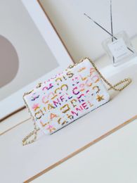 New Designer bags Top Quality Rainbow Gradient Sequins Durable with Full Set Packaging Box Six colors white, pink, black