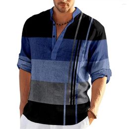 Men's T Shirts Men Business Shirt Stylish V-neck Long Sleeve Pullover Tops With Patchwork Color Slim Fit Spring Autumn