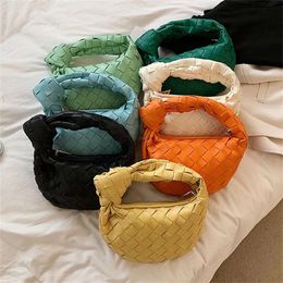 Shoulder Bags PU Leather Woven Bag Designers Women Clutch Mini Tote Knotted Handle Sling Handbag Weave Knit Hobo Bag Lady Evening Totes